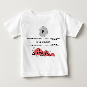 Ladybugs fügen den Namen schwarz und grau hinzu Baby T-shirt
