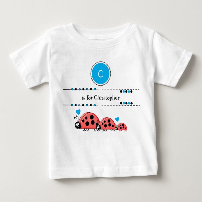 Ladybugs geben den Namen schwarz und blau an Baby T-shirt (Vorderseite)
