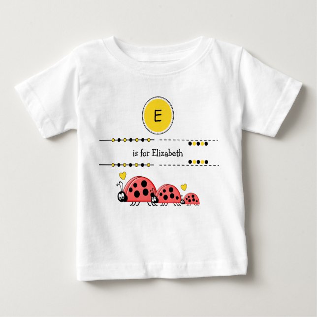 Ladybugs geben den Namen schwarz und gelb an Baby T-shirt (Vorderseite)