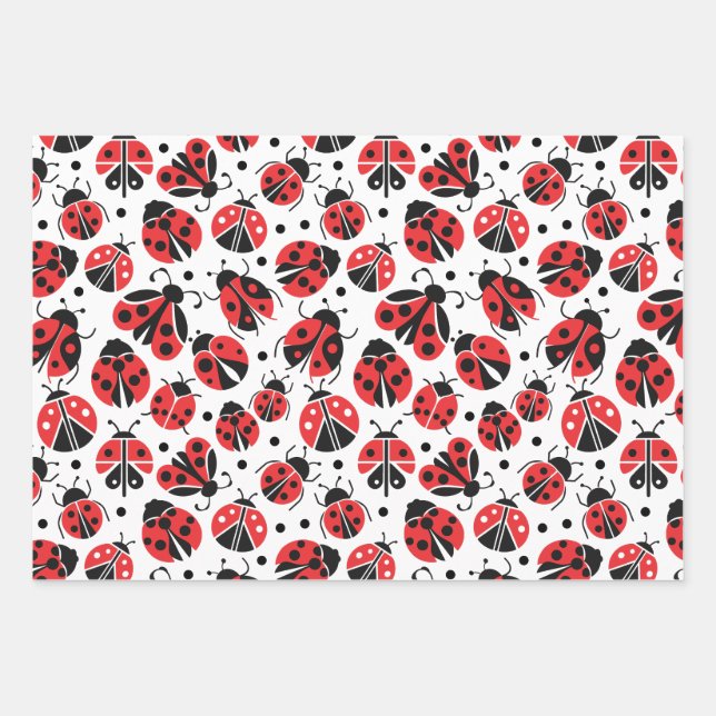 LADYBUGS GIFT WRAP GESCHENKPAPIER SET (Vorderseite)
