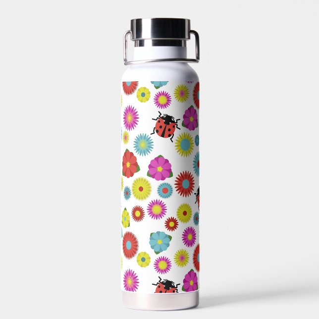 Ladybugs im Garten Zwischen den Blume Trinkflasche (Rückseite)