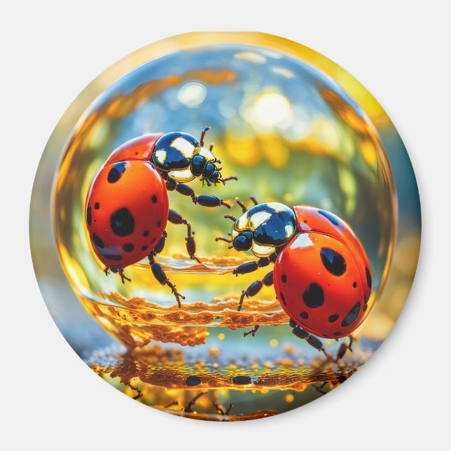 Ladybugs in einem Tropfen Wasser Magnet (Vorne)