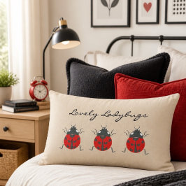 Ladybugs | Lovely Trio of Ladybugs Lumbar Pillow Lendenkissen