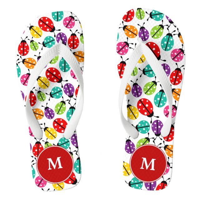 Ladybugs Mit Monogramm Flip Flops (Fußbett)