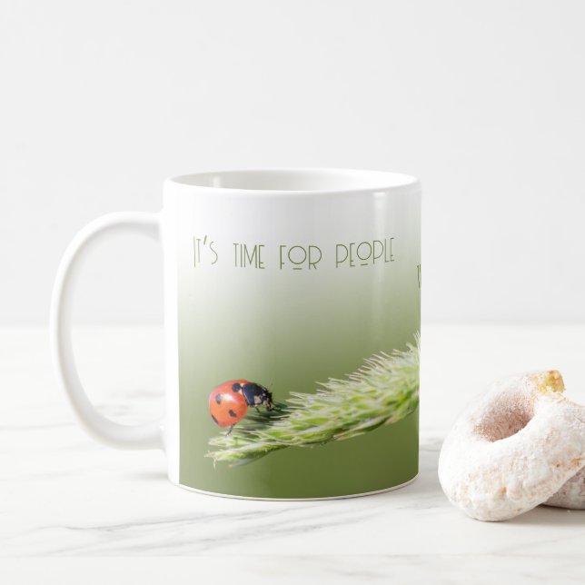 Ladybugs mit motivierend Zitat-positiver Einstellu Kaffeetasse (Mit Donut)