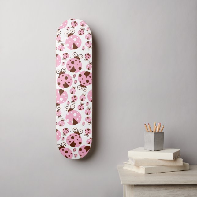 Ladybugs-Muster, Niedliche Ladybugs, rosa Ladybugs Skateboard (Wandkunst)