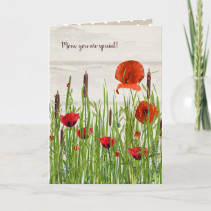 Ladybugs on Red Poppy for Mama Karte