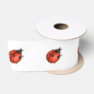 Ladybugs on White Satinband