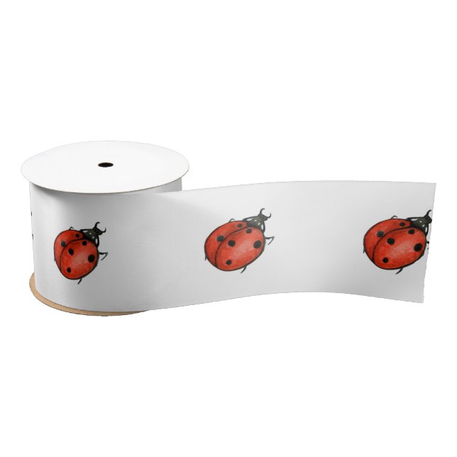 Ladybugs on White Satinband (Spule)
