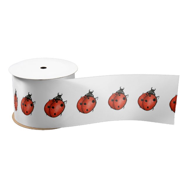 Ladybugs on White Satinband (Spule)