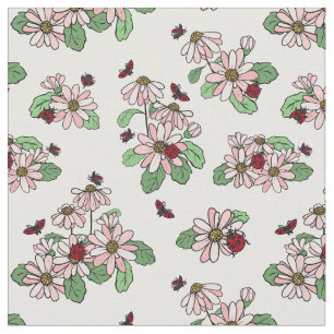 Ladybugs & Pink Daisies Blumenmuster Stoff