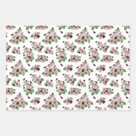Ladybugs Pink Daisies Polka Dots Mixed Patterns Geschenkpapier Set