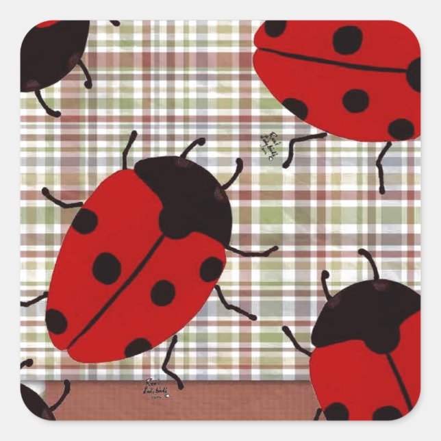 LADYBUGS QUADRATISCHER AUFKLEBER (Vorderseite)