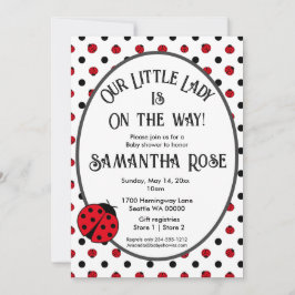 Ladybugs retro polka dots Baby Dusche Einladung