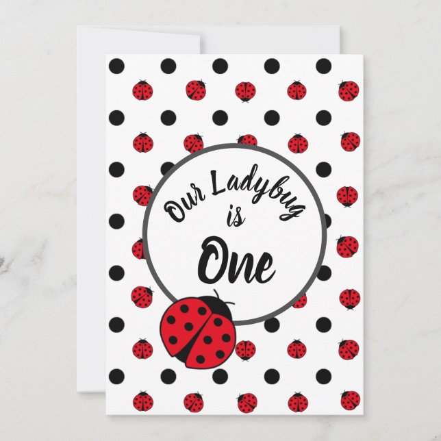 Ladybugs retro polka dots einladung (Vorderseite)