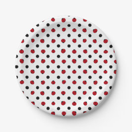Ladybugs retro polka dots pappteller