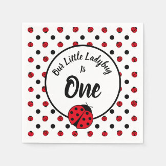 Ladybugs Retro-Polka-Punkte-Papier-Teller Serviette