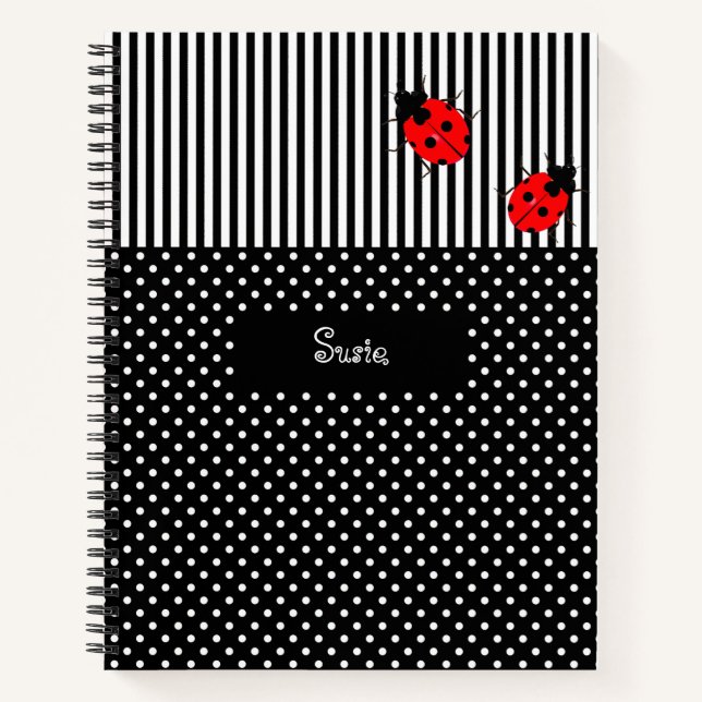 Ladybugs Spiral Design Custom School Notebook Notizbuch (Vorderseite)
