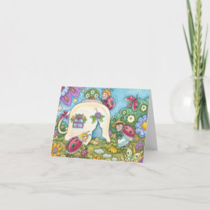 LADYBUGS TEACUP HÜTTE NOTE CARD Blank Karte