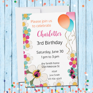 Ladybugs und Blume Einladung zum Geburtstag