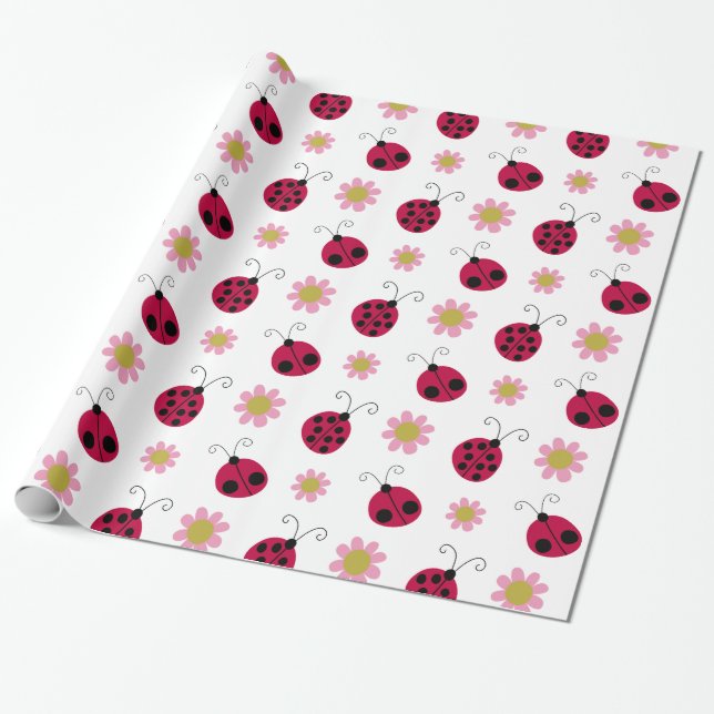 Ladybugs und Blume Geschenkpapier (Ungerollt)