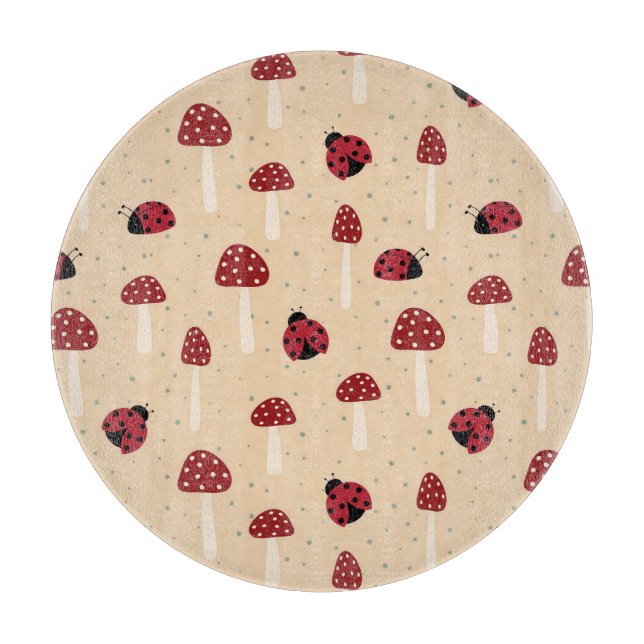 Ladybugs und Rote Pilze Schneidebrett (Vorderseite)