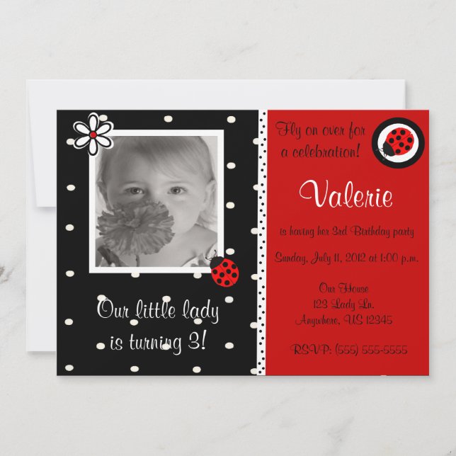 Ladybuy Mädchen-Foto-Geburtstagseinladung Einladung (Vorderseite)