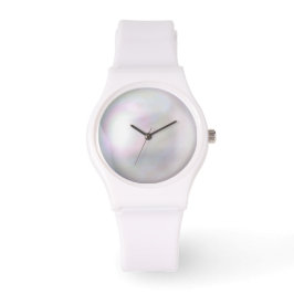Ladys ALL White Silicone eWatch W/Imitate Pearl Fa Armbanduhr