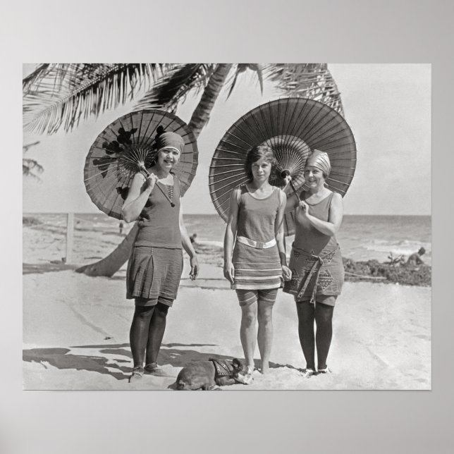 Ladys at the Beach, 1920. Vintages Foto Poster (Vorne)