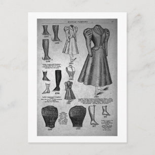 Lady's Bicycle Fashions 1897 - Vintag Postkarte
