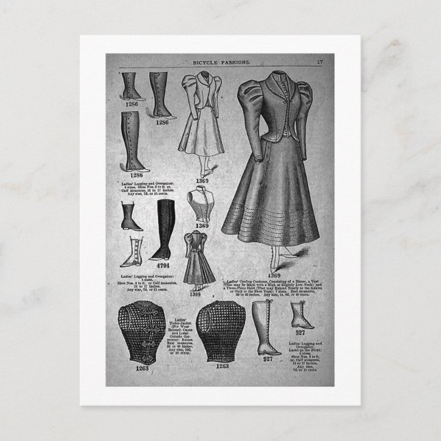 Lady's Bicycle Fashions 1897 - Vintag Postkarte (Vorderseite)