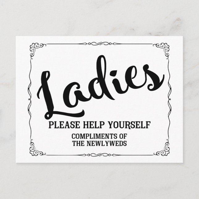 Ladys bitte bedienen Sie sich Postkarte (Vorderseite)