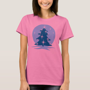 Lady's Blue Christmas Shirts Blue Tree T - Shirt