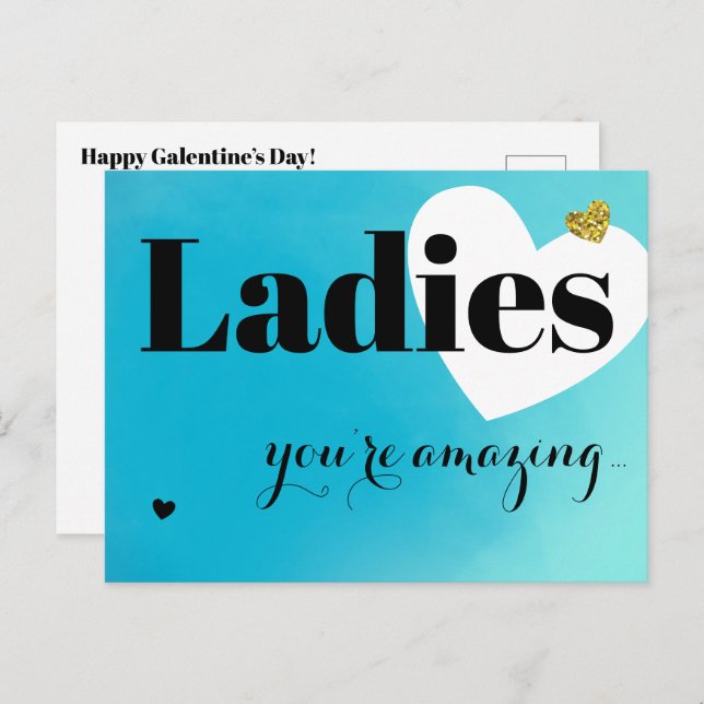 Ladys Blue Galentine Feiertagspostkarte (Vorne/Hinten)