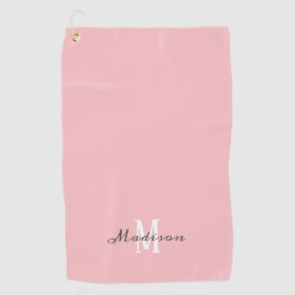 Ladys Blush Pink Script Monogram Name Golfhandtuch