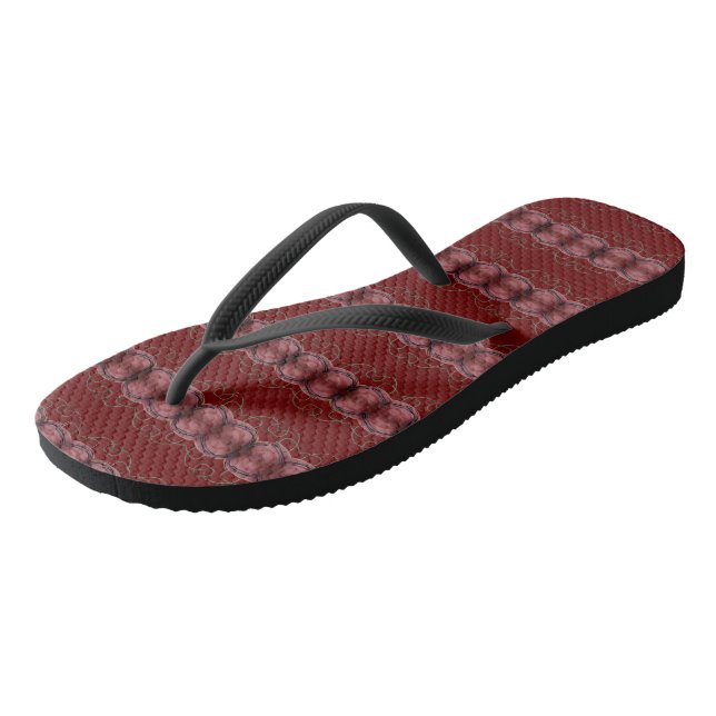 Ladys Burgundy Wine Flip Flops (Schrägansicht)