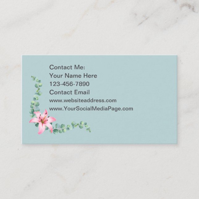 Ladys Contact Cards Eucalyptus Theme Floral Visitenkarte (Vorderseite)