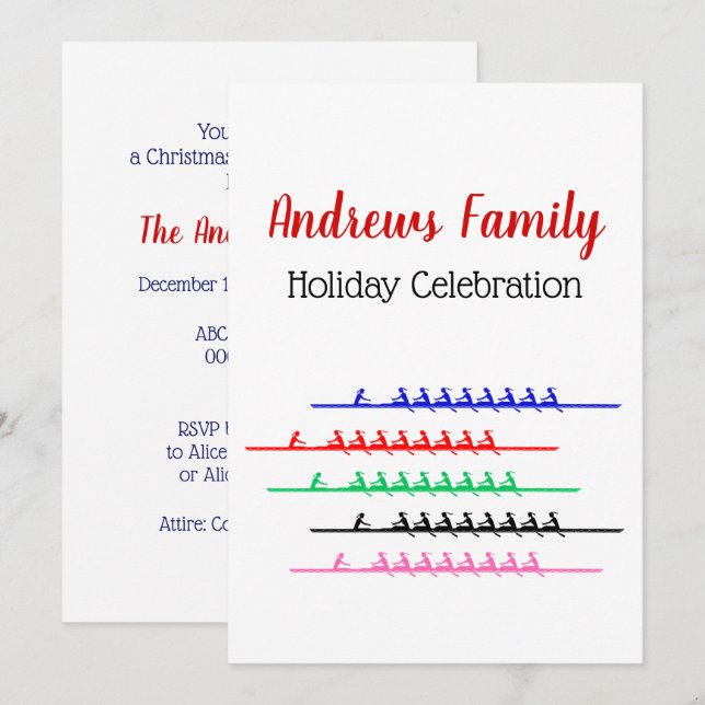 Ladys Crew Race Rowers Rowing - Bis zu fünf Boote Einladung (Vorne/Hinten)