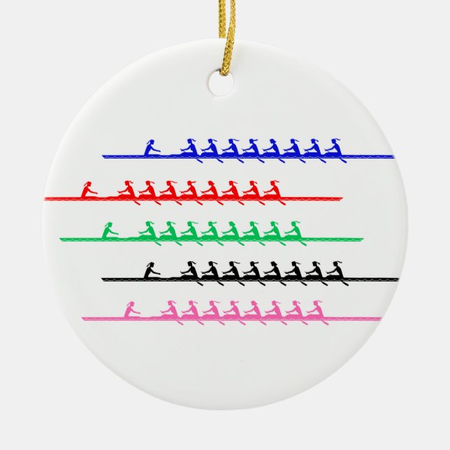 Ladys Crew Race Rowers Rowing - Bis zu fünf Boote Keramik Ornament (Vorne)
