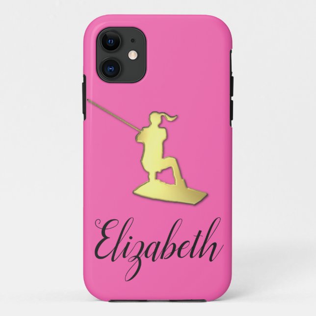 Ladys Custom Golden Wakeboarder Phone Case (Rückseite)