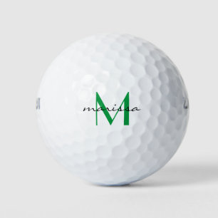 Ladys Custom Green Name Monogram Golfball
