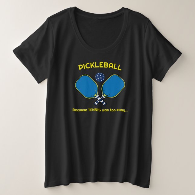 Ladys Custom text (vorne und hinten) Pickleball Große Größe T-Shirt (Design vorne)