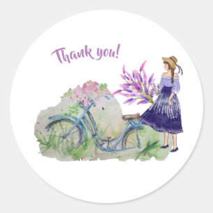 Ladys Fahrrad im Frühjahr Runder Aufkleber
