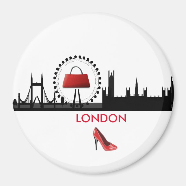 Ladys Fashion Theme London Skyline Magnet (Vorne)