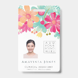 Ladys Floral Identification Plastic I.D Ausweis