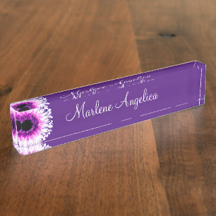 Ladys Floral Monogram Künstlerisch Design Namensplakette