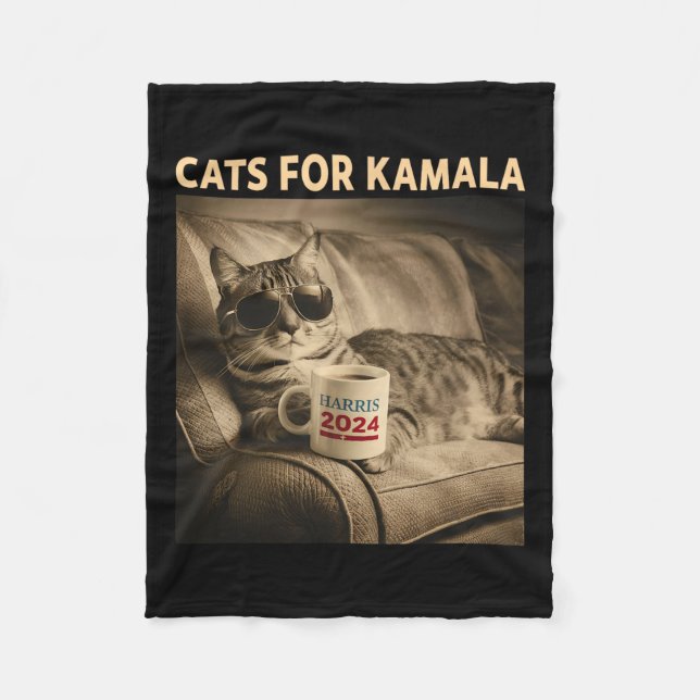Ladys for Kamala Funny Cat 2024 Präsident Kamala Fleecedecke (Vorderseite)