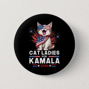 Ladys for Kamala Funny Cat 2024 Präsident Kamala-K Button