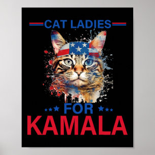 Ladys for Kamala Funny Cat 2024 Präsident Kamala-K Poster