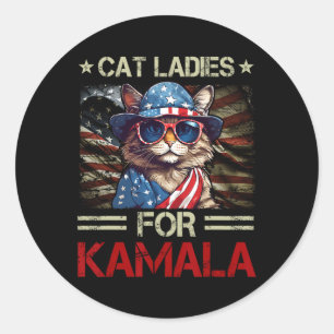 Ladys for Kamala Funny Cat 2024 Präsident Kamala-K Runder Aufkleber